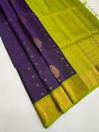 VSF1347 - violet color body , green color pallu,blouse - Pure silk saree