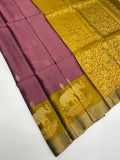 VSF1362 - dusky pink color body , yellowish green color pallu,blouse - Pure silk saree