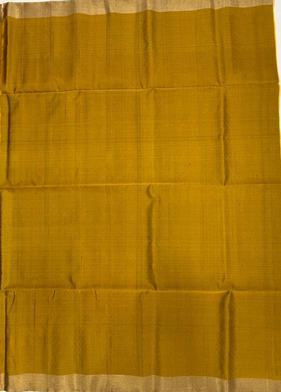 VSF1362 - dusky pink color body , yellowish green color pallu,blouse - Pure silk saree