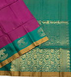 VSF1363 - purple color body , peacock green color pallu,blouse - Pure silk saree