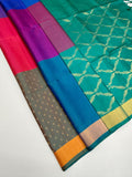 VSF1365 - multi color body , peacock green color pallu,blouse - Pure silk saree