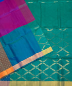 VSF1365 - multi color body , peacock green color pallu,blouse - Pure silk saree