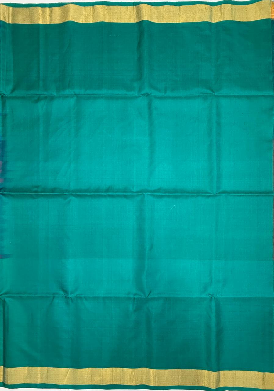 VSF1365 - multi color body , peacock green color pallu,blouse - Pure silk saree
