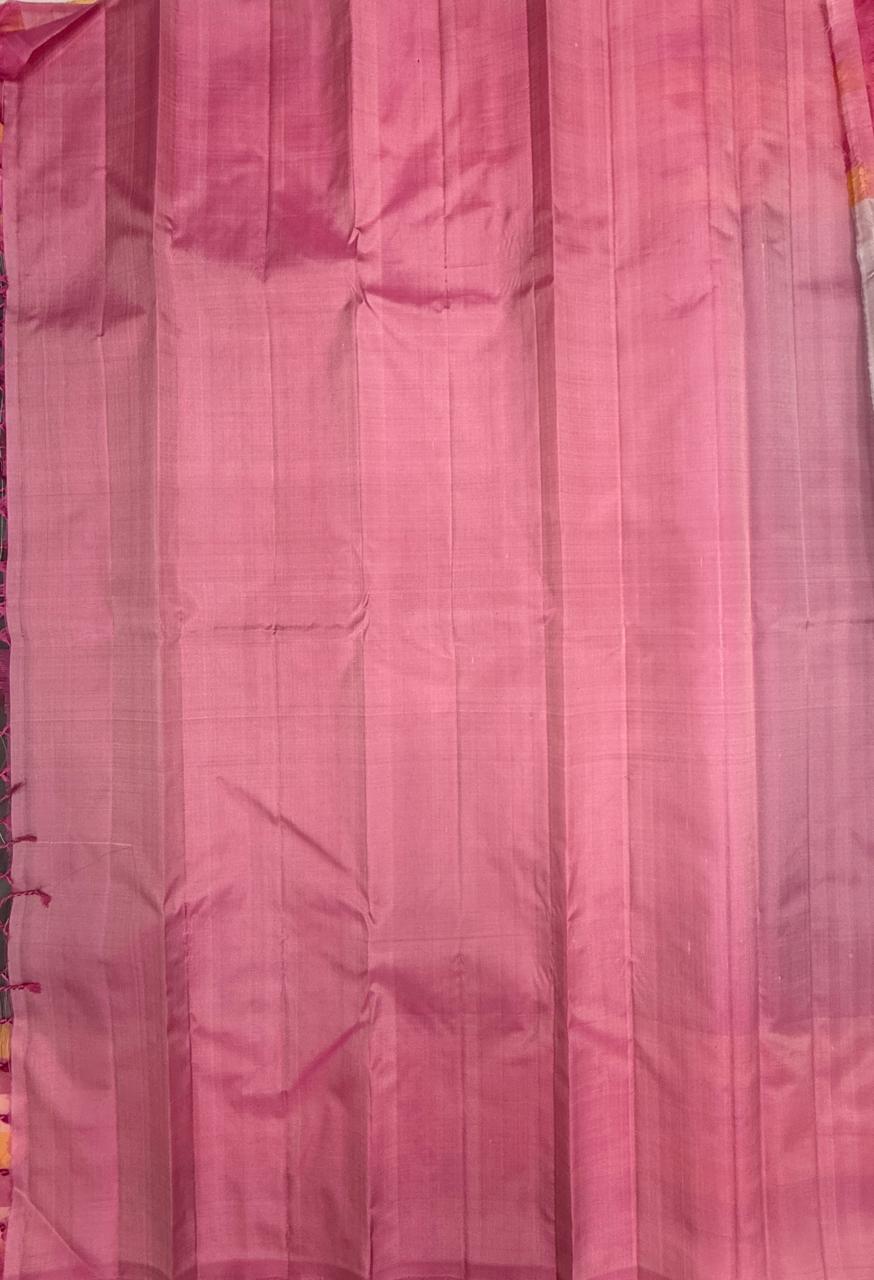 VSF1369 - grey color body , light pink color pallu,blouse - Pure silk saree