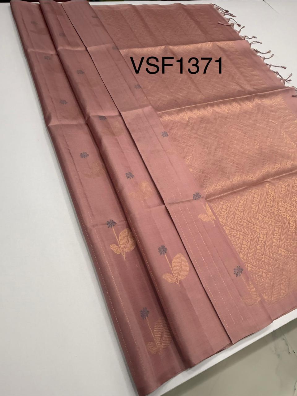 VSF1371 - onion pink color body , pallu,blouse - Pure silk saree