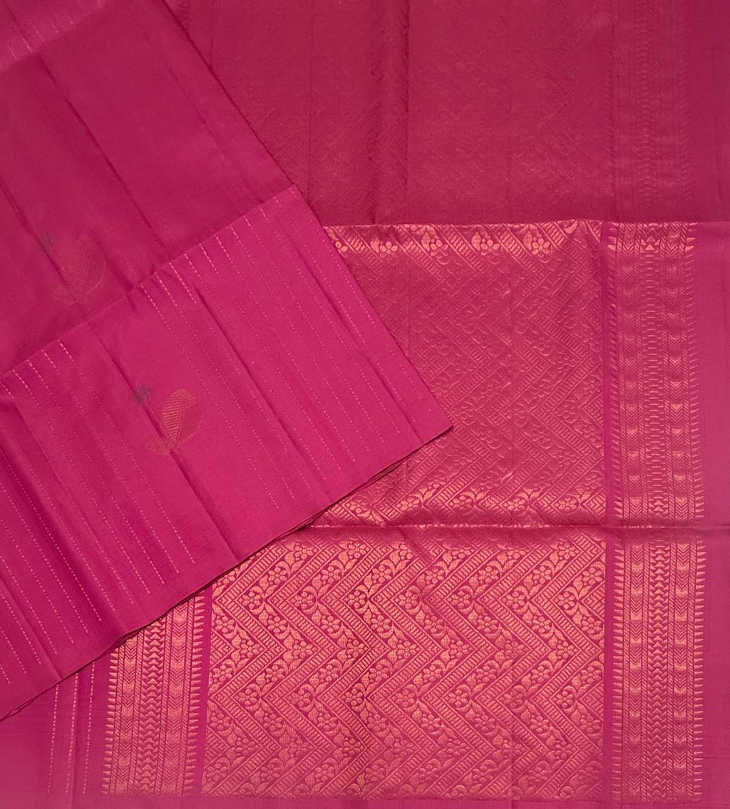 VSF1372 - rani pink color body , pallu,blouse - Pure silk saree