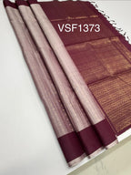 VSF1373 - light lavender color body , purple color pallu,blouse - Pure silk saree