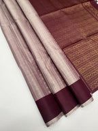 VSF1373 - light lavender color body , purple color pallu,blouse - Pure silk saree