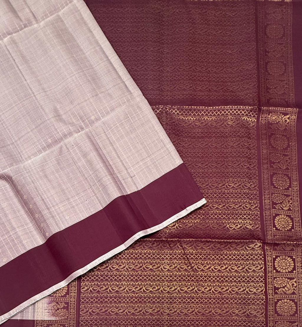 VSF1373 - light lavender color body , purple color pallu,blouse - Pure silk saree