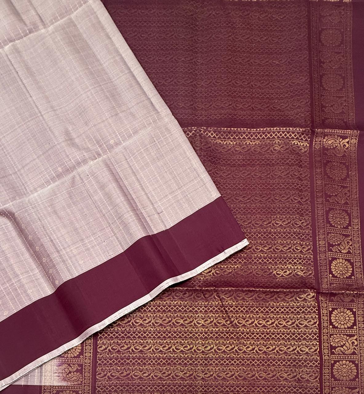VSF1373 - light lavender color body , purple color pallu,blouse - Pure silk saree