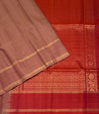 VSF1374 - chocolate brown color body , maroon color pallu,blouse - Pure silk saree