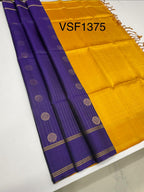 VSF1375 - violet color body , yellow color pallu,blouse - Pure silk saree