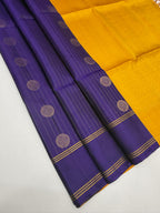 VSF1375 - violet color body , yellow color pallu,blouse - Pure silk saree