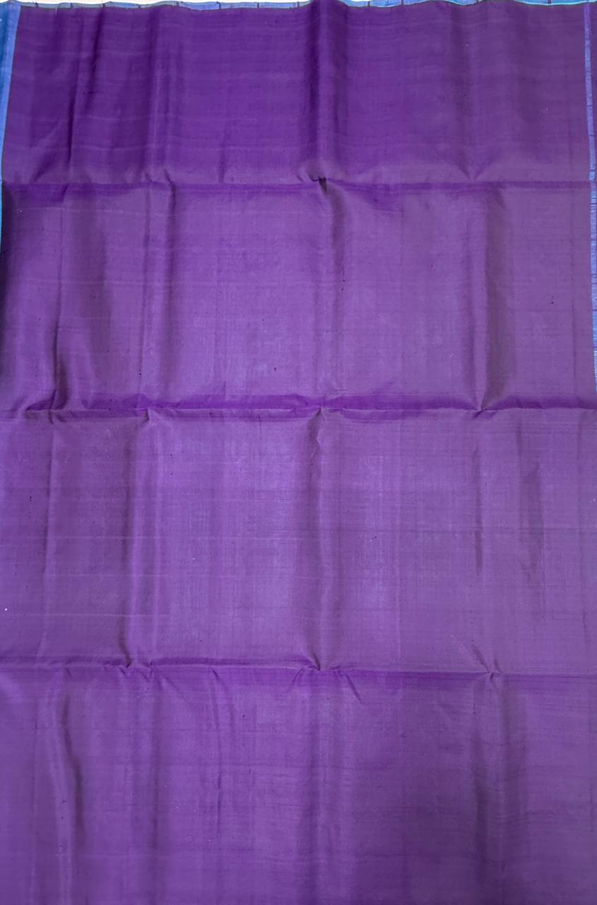 VSF1376 - blue color body , violet color pallu,blouse - Pure silk saree