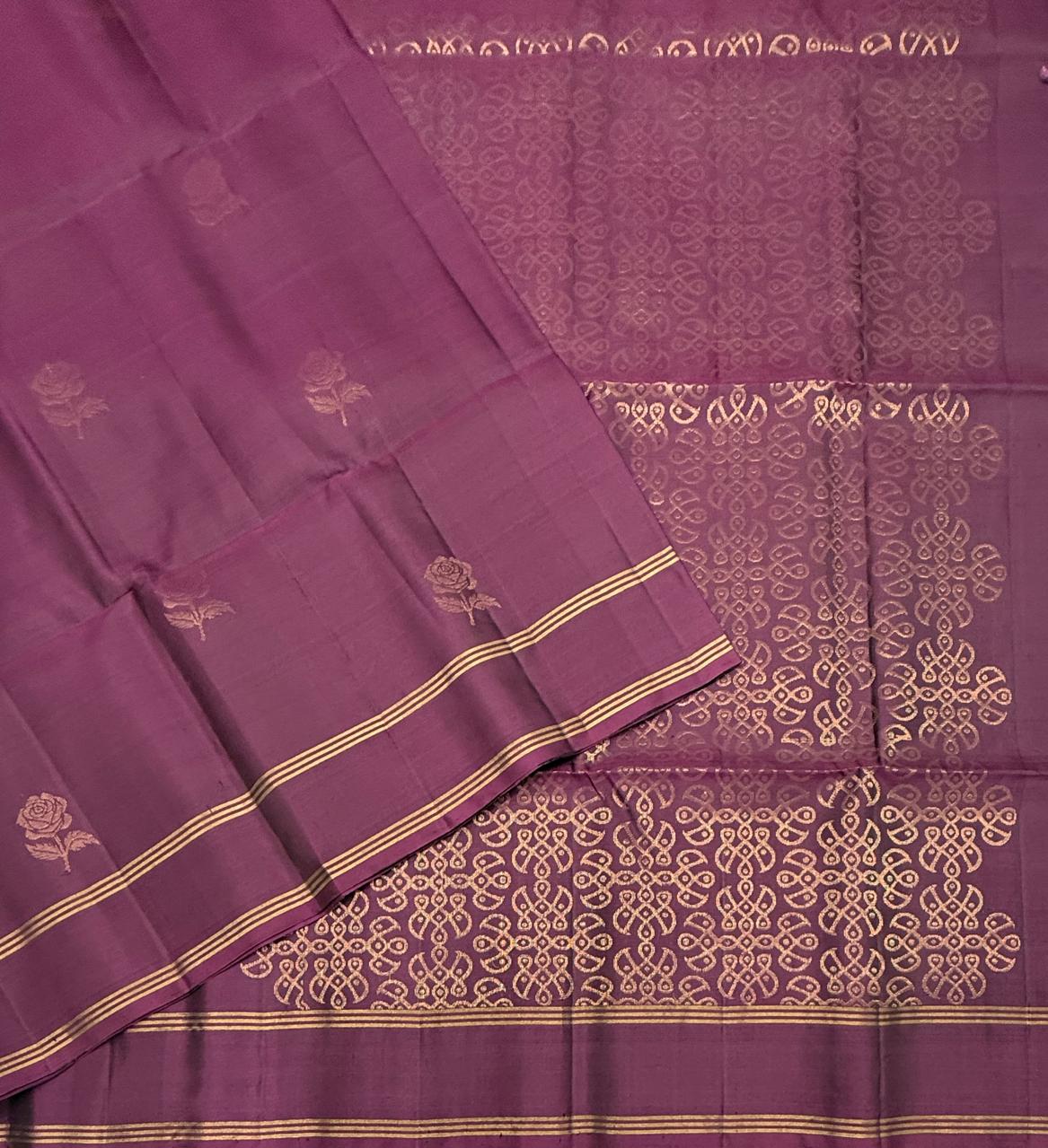 VSS504 - dark purple color body, pallu , blouse pure silk saree