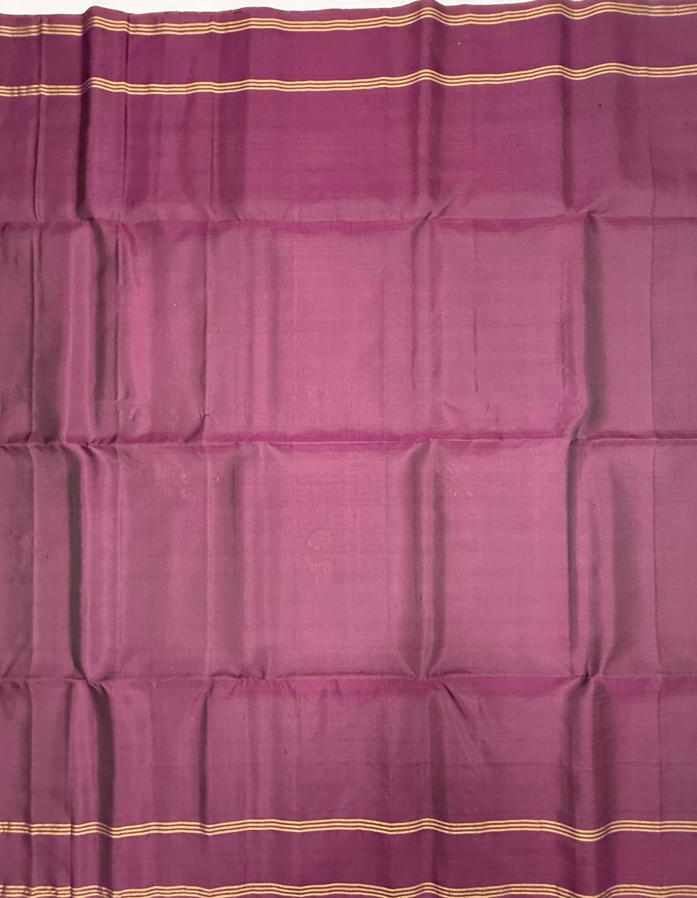VSS504 - dark purple color body, pallu , blouse pure silk saree