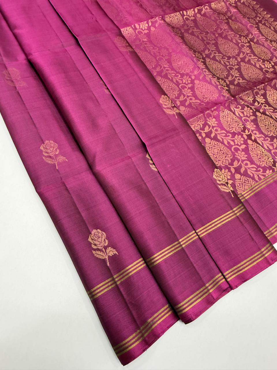 VSS506 - purple color body, pallu , blouse pure silk saree