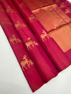 VSS507 - rani pink color body, pallu , blouse pure silk saree