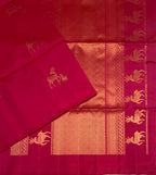 VSS507 - rani pink color body, pallu , blouse pure silk saree