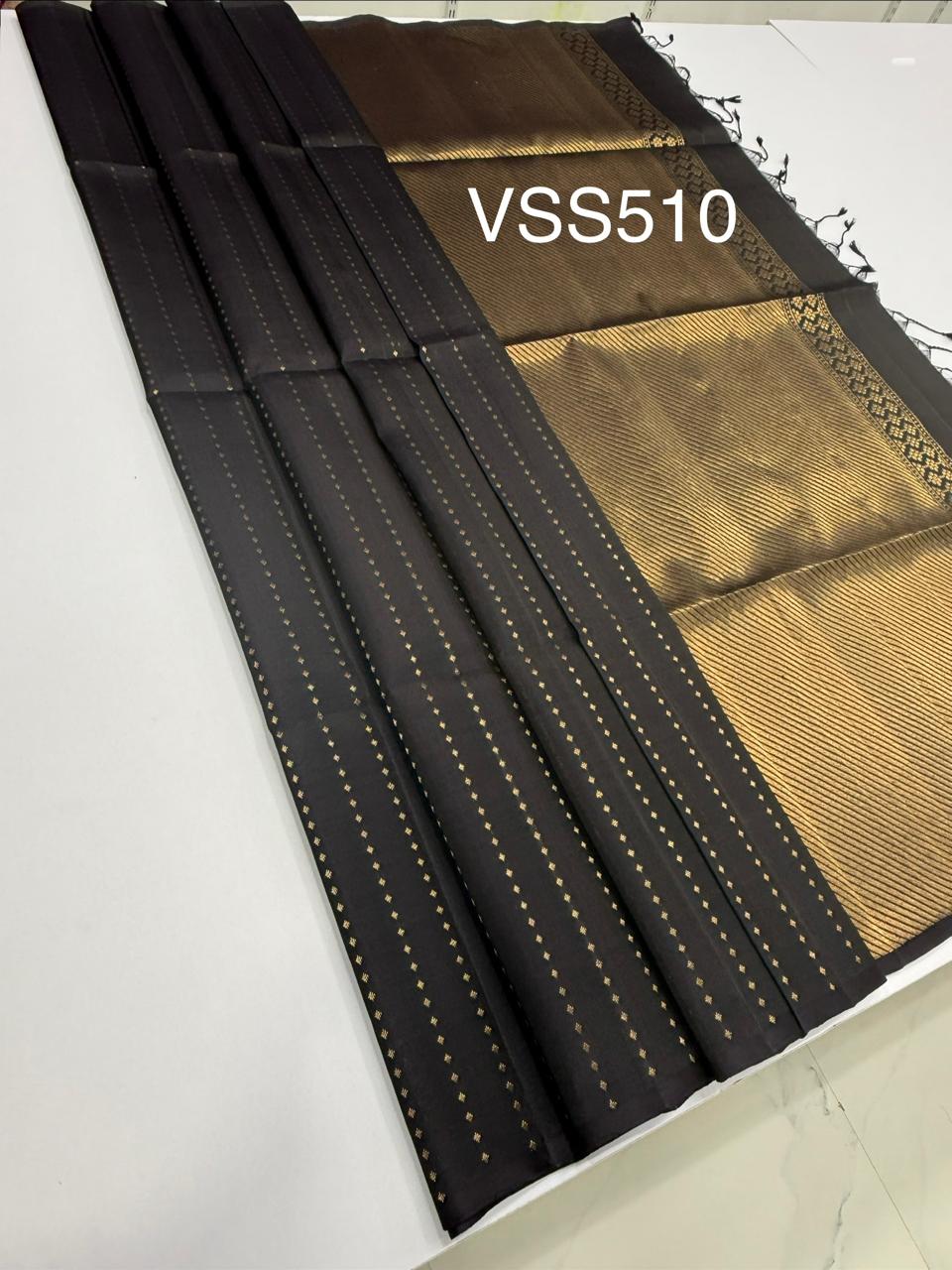 VSS510 - naval palam color body, pallu , blouse pure silk saree