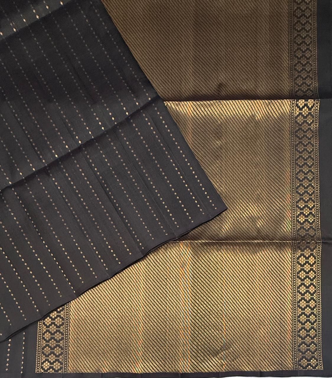VSS510 - naval palam color body, pallu , blouse pure silk saree