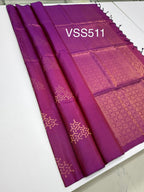 VSS511 - violet color body, pallu , blouse pure silk saree
