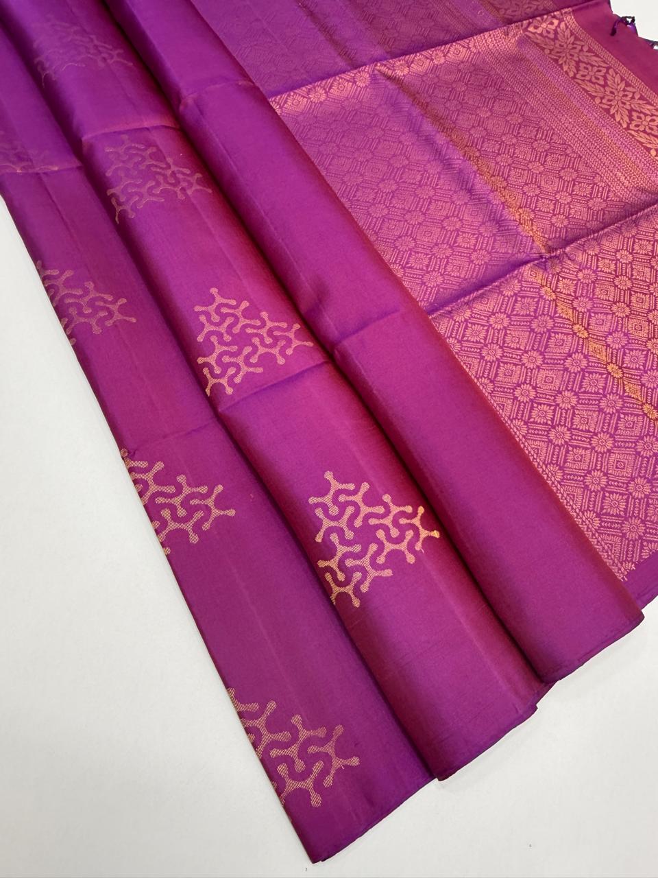 VSS511 - violet color body, pallu , blouse pure silk saree