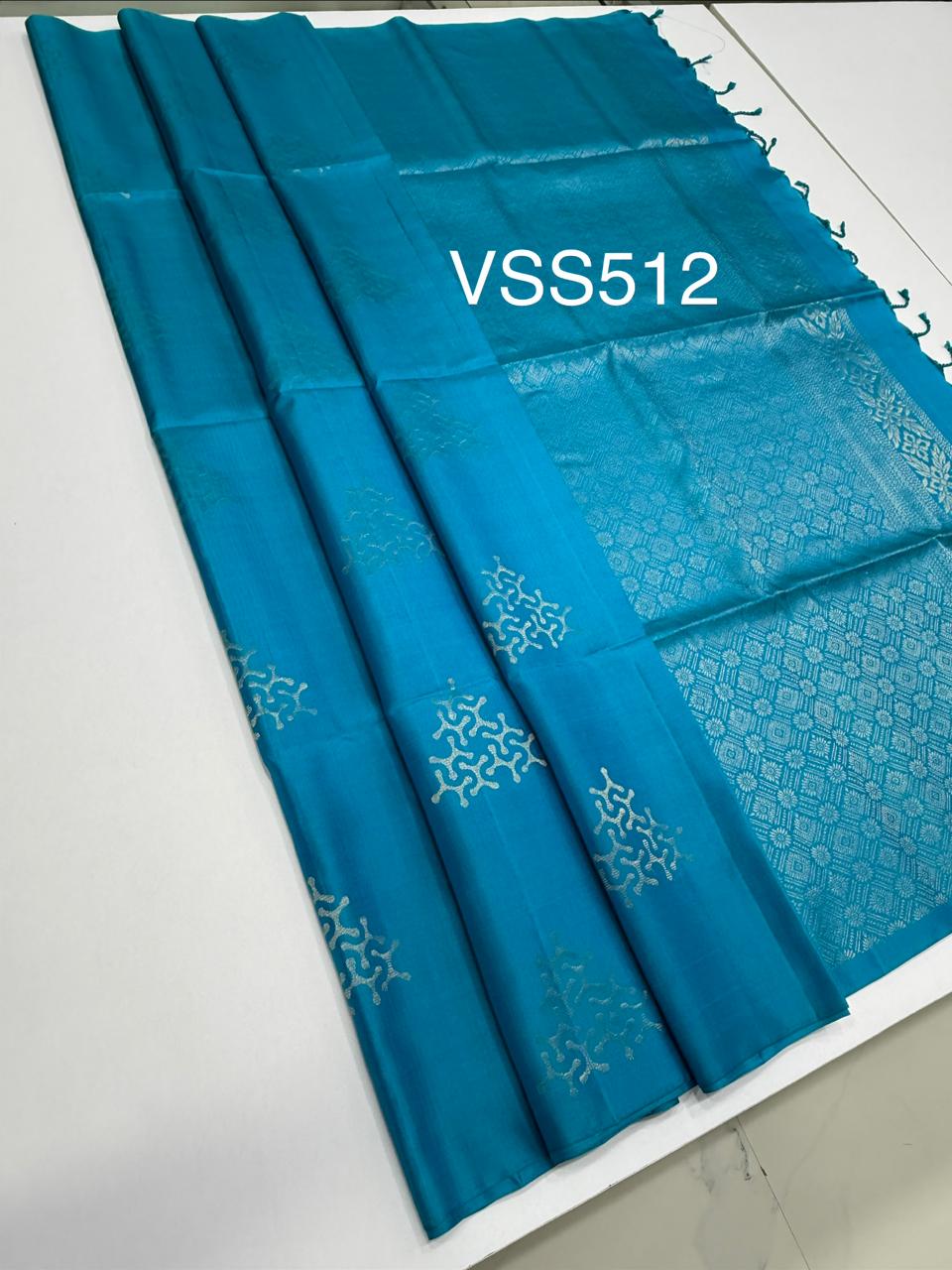 VSS512 - blue color body, pallu , blouse pure silk saree