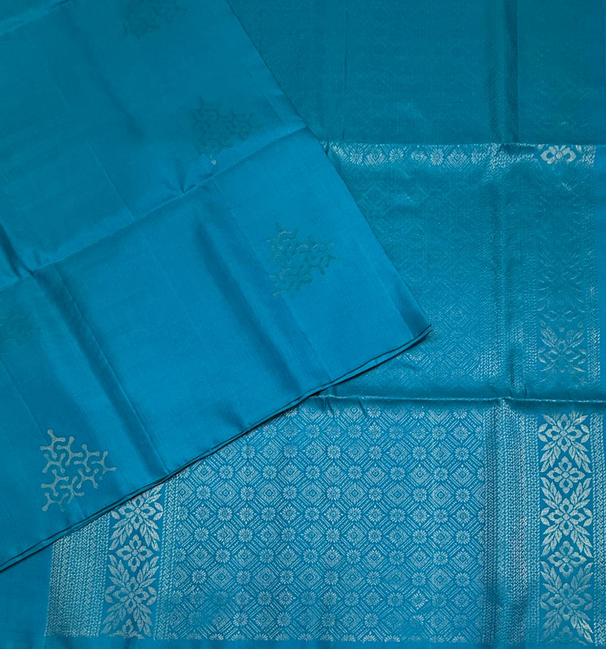 VSS512 - blue color body, pallu , blouse pure silk saree