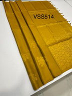 VSS514 - mustard color body, pallu , blouse pure silk saree