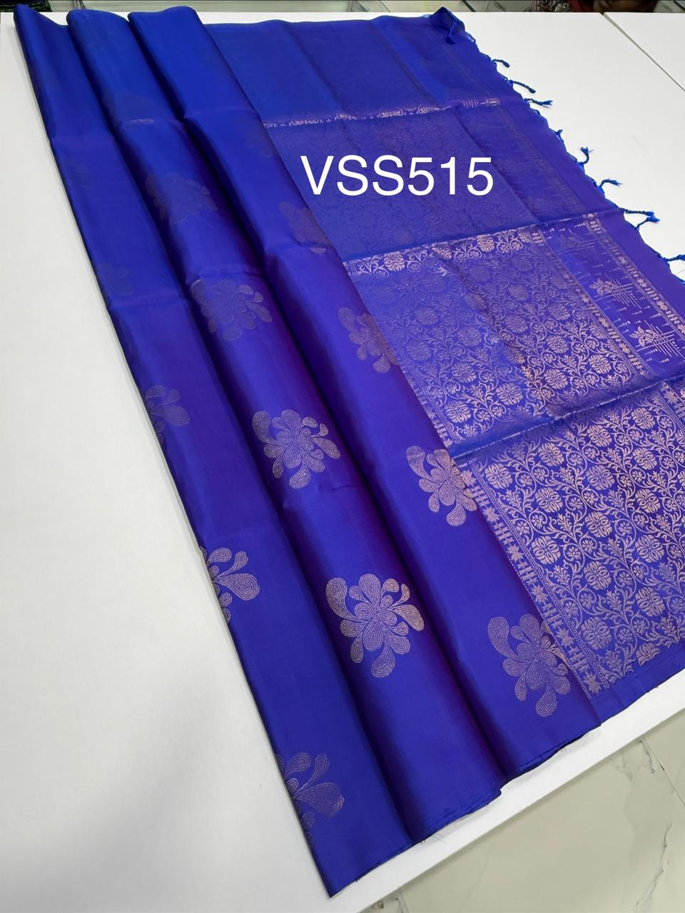 VSS515 - royal blue color body, pallu , blouse pure silk saree