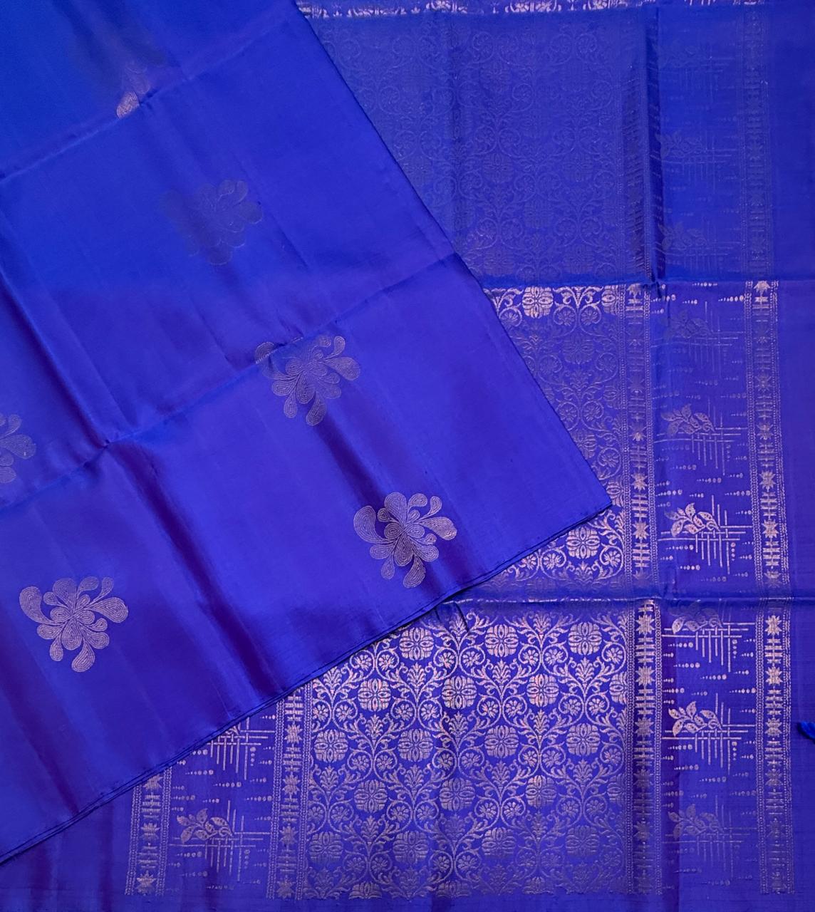 VSS515 - royal blue color body, pallu , blouse pure silk saree