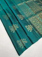 VSS516 - peacock green color body, pallu , blouse pure silk saree