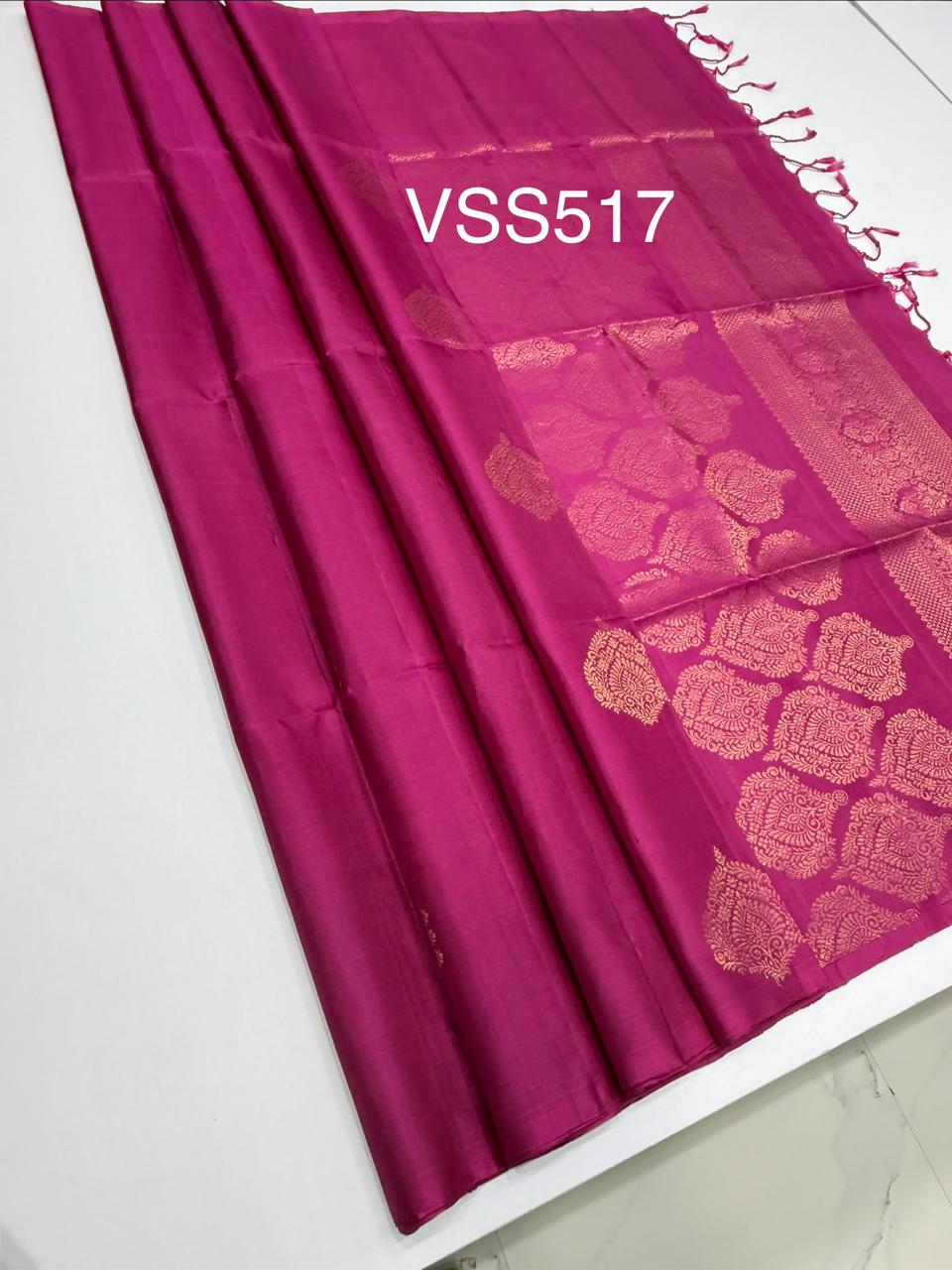 VSS517 - light purple color body, pallu , blouse pure silk saree