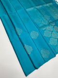 VSS519 - teal blue color body, pallu , blouse pure silk saree