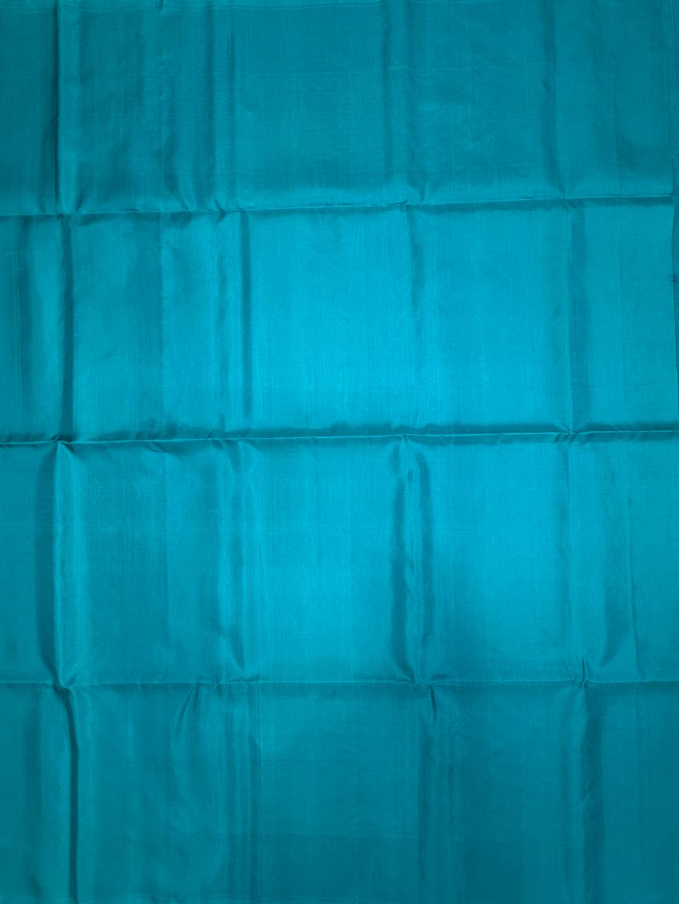 VSS519 - teal blue color body, pallu , blouse pure silk saree