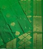 VSS520 - dark green color body, pallu , blouse pure silk saree