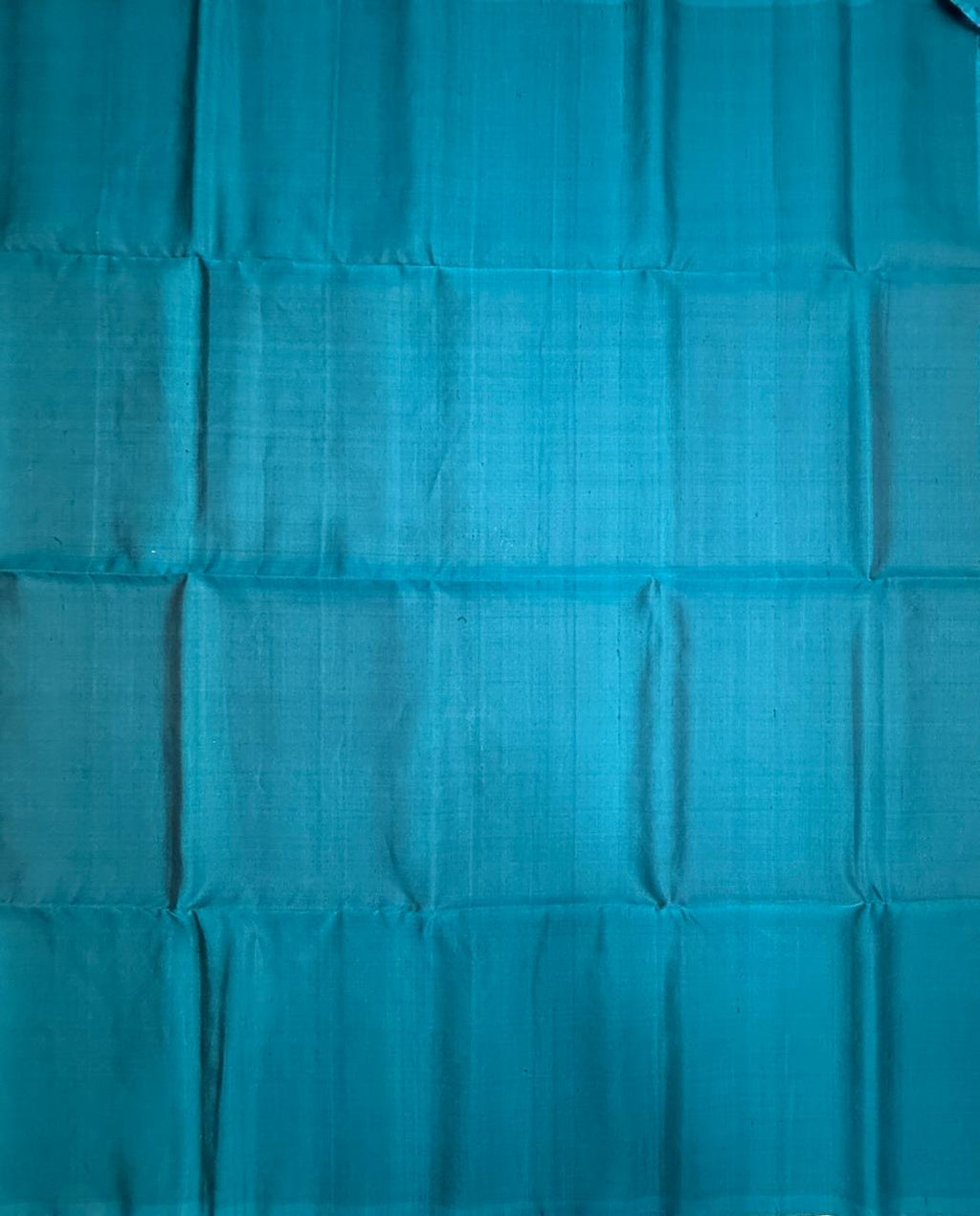 VSS521 - peacock blue color body, pallu , blouse pure silk saree