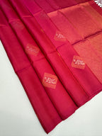 VSS522 - dark pink color body, pallu , blouse pure silk saree