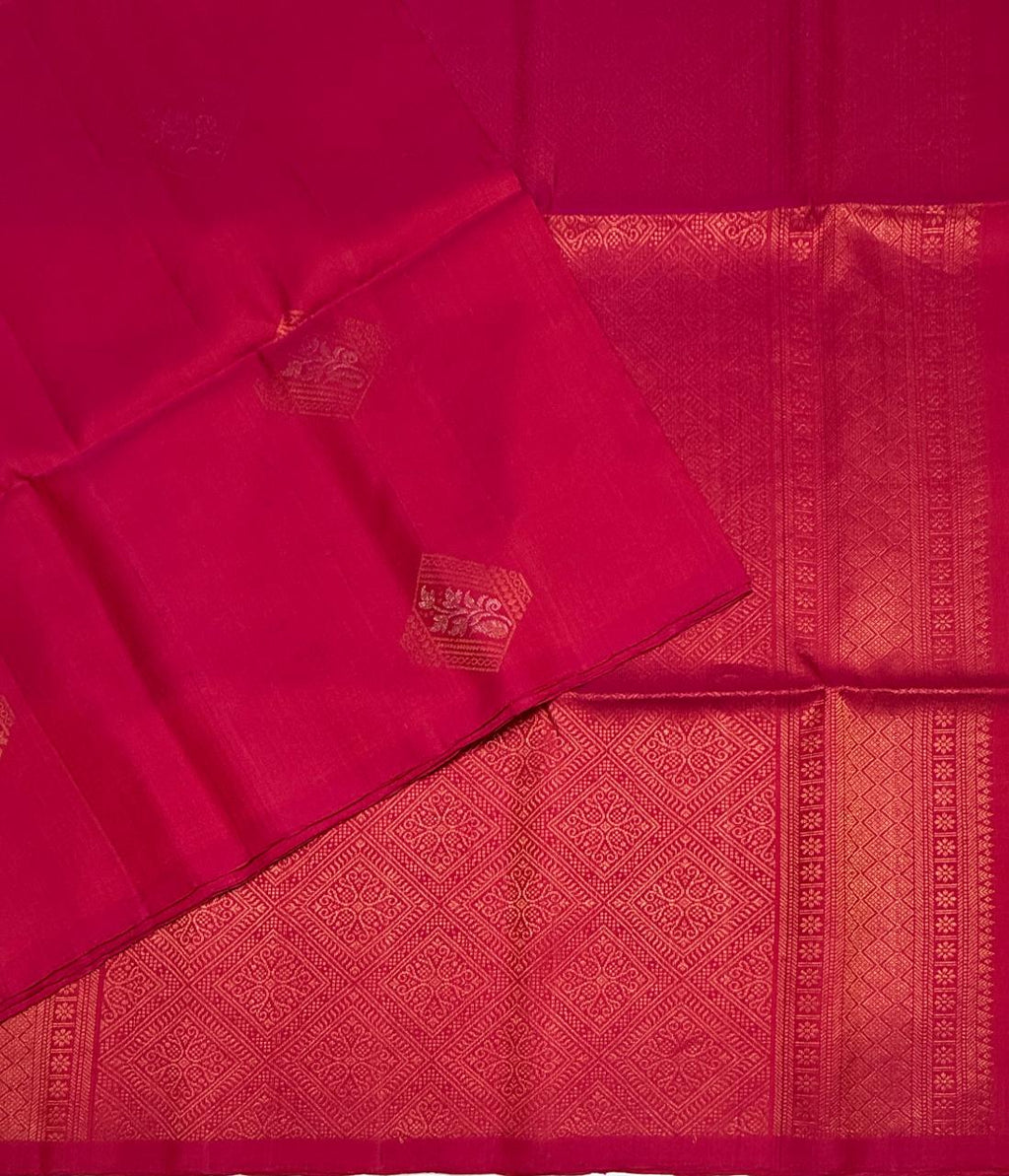 VSS522 - dark pink color body, pallu , blouse pure silk saree