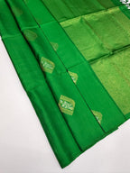 VSS524 - green color body, pallu , blouse pure silk saree