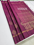 VSS525 - purple color body, pallu , blouse pure silk saree