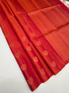 VSS527 - pinkish orange color body, pallu , blouse pure silk saree