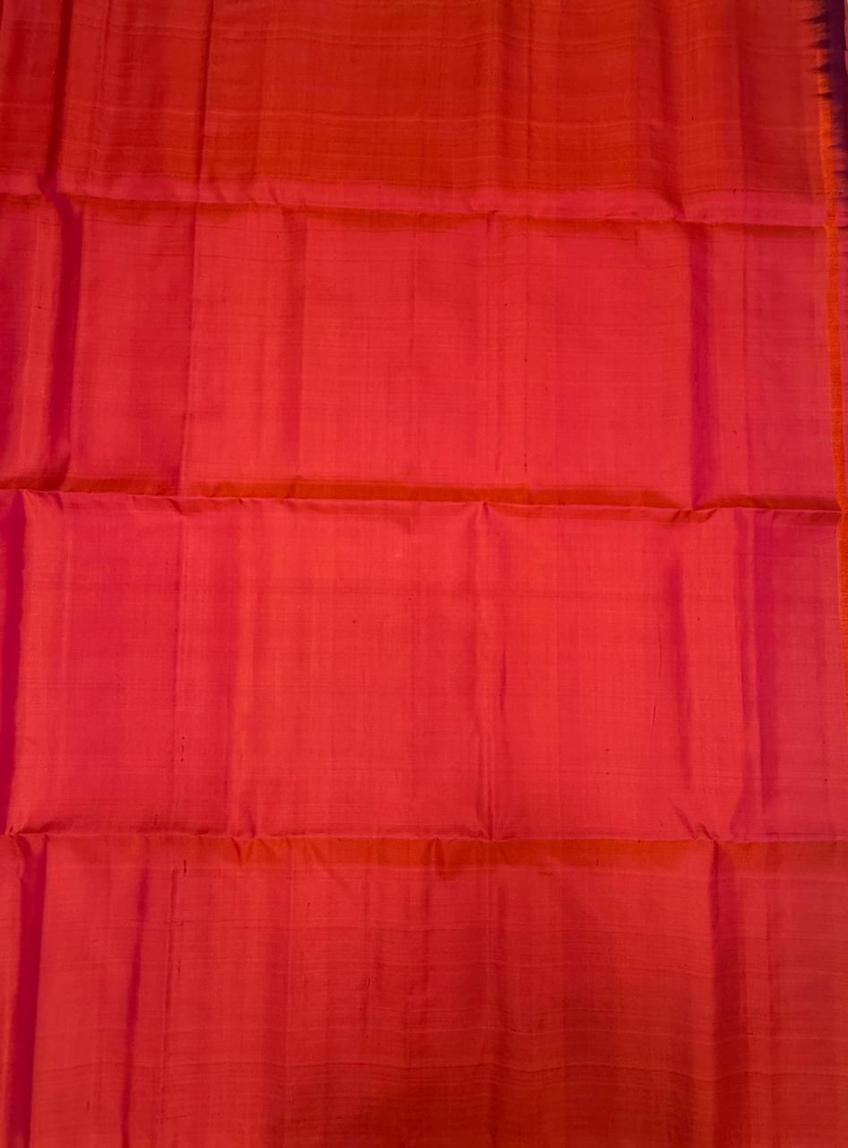 VSS527 - pinkish orange color body, pallu , blouse pure silk saree