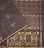 VSS529 - dark coffee brown color body, pallu , blouse pure silk saree