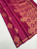 VSS530 - dark pink color body, pallu , blouse pure silk saree