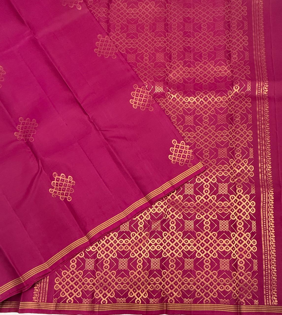 VSS530 - dark pink color body, pallu , blouse pure silk saree