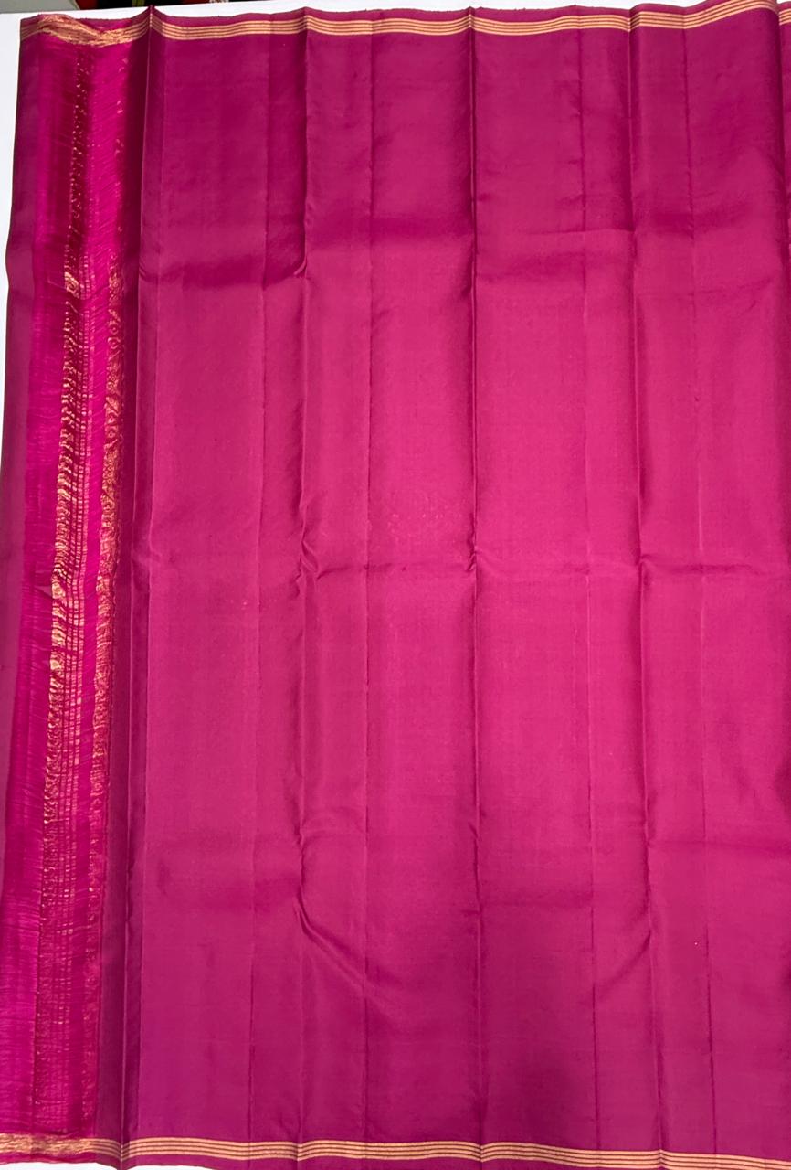 VSS530 - dark pink color body, pallu , blouse pure silk saree