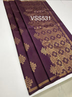 VSS531 - wine color body, pallu , blouse pure silk saree