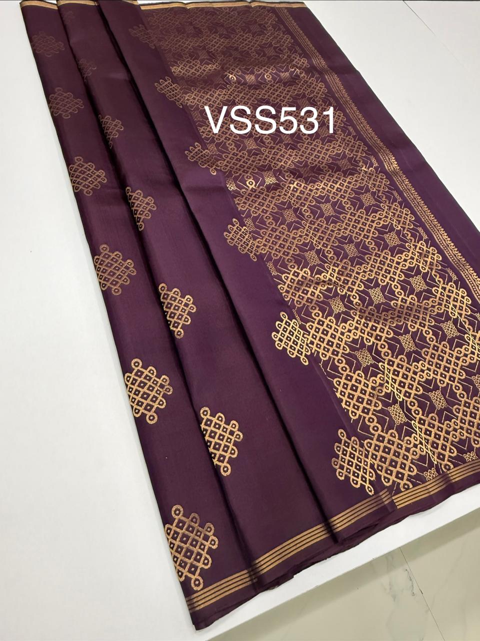 VSS531 - wine color body, pallu , blouse pure silk saree